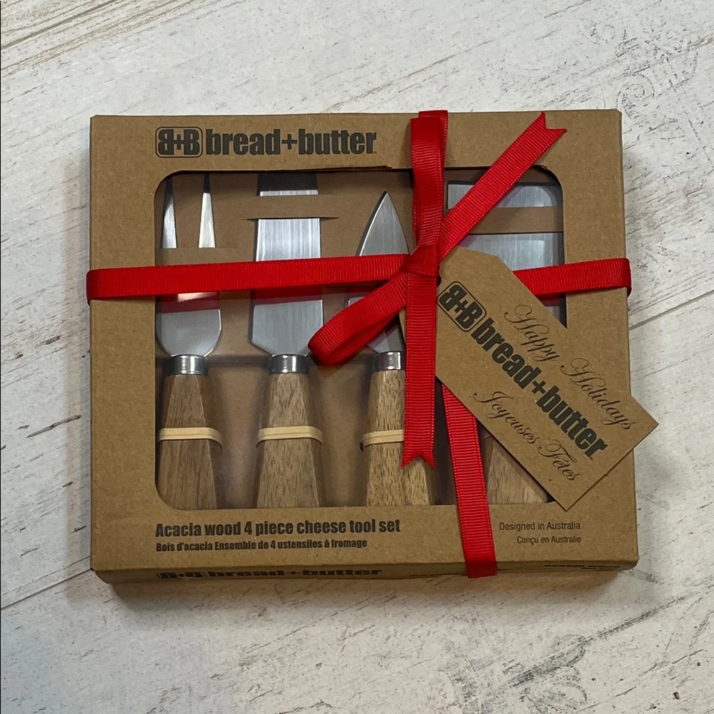 Bread + Butter Acacia Wood 4 Piece Cheese Tool Gift Set